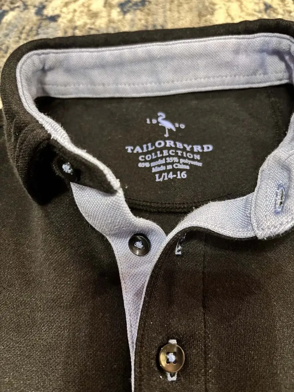 Tailorbyrd Polo boys Size L 14-16 Black Flamingo Golf